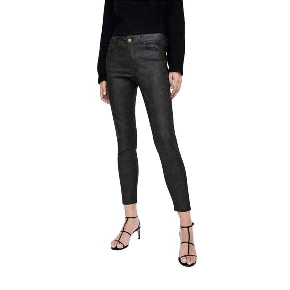 ZARA Z1975 Snakeskin Printed Denim Jeans Pants Waxed Finish 4 X‎ 26 - Picture 10 of 16